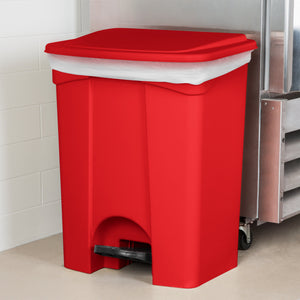 Trash Can, 18Gal Red Rectangular Step-on Ea.