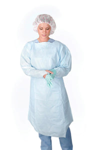 Gown, Iso, Thumbloop, Polyethylene, Blue, Reg  75/Cs