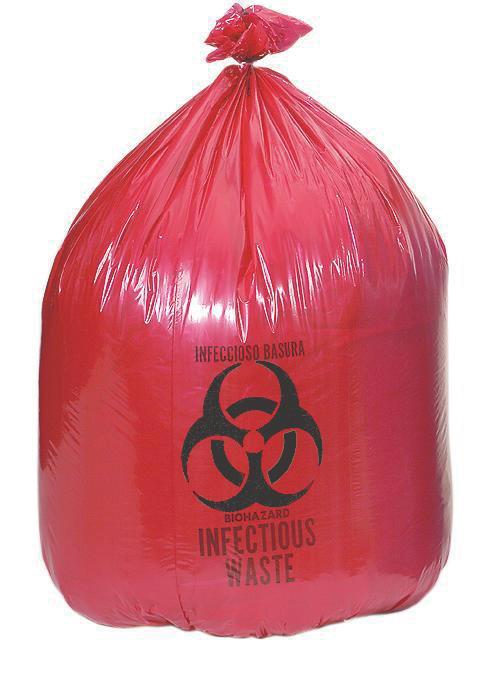 Bin Liner Roll, Red, Biohazard, 30
