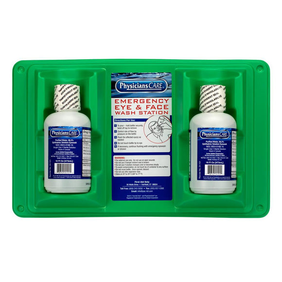 Eye Wash Station: Eye Wash Station With Two 16 Oz. Solution Bottles  Ea.