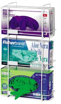 Glove Box Holder, 3-Box, HDPE-Coated Wire, White Ea.
