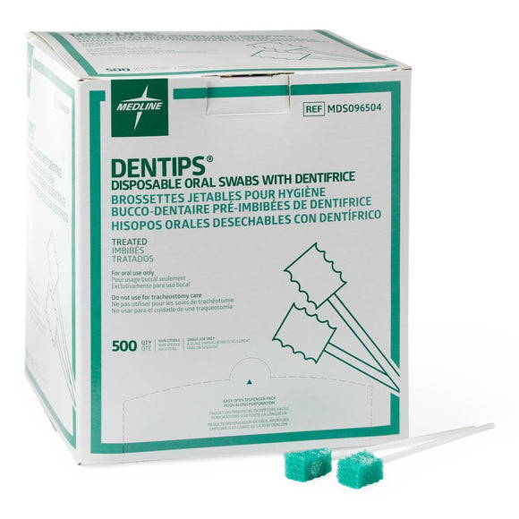 Oral Swab Dentips Treated Green  1000/Cs