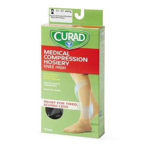 Hosiery, Compr, Knee, 15-20, Size A, Black  Ea.