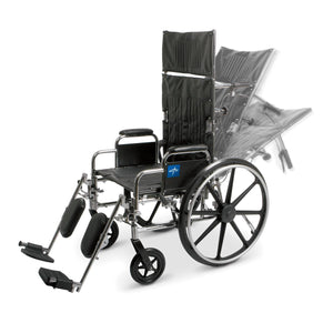 Excel Reclining Wheelchair With Removable Desk-Length Arms And Elevating Leg Rests, 350 Lb. Weight Capacity, 22" Width Ea.