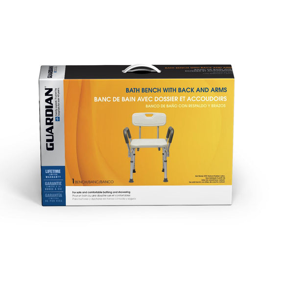 Knockdown Bath Bench with Arms and Back Ea.