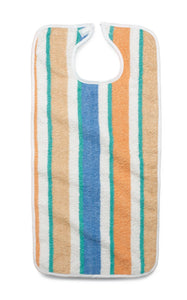 Bibs: Terry Cloth Bib, Hook And Loop, Pastel Stripe, 13 Oz., 22" X 36" 12/Cs