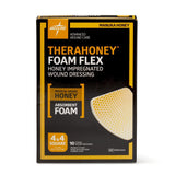 Dressings, Honey: Therahoney Foam Flex Honey-Impregnated Wound Dressing, 4" X 4" 10/Bx