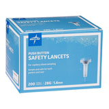 Lancet Safety Push Button 28G , 1.6Mm 200/Bx