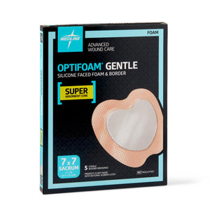 Optifoam Gentle Silicone-Faced Foam With Border, Sacrum7" X 7",  5/Bx