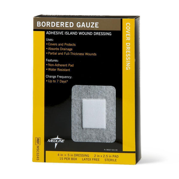 Sterile Bordered Gauze Adhesive Island Wound Dressing, 4