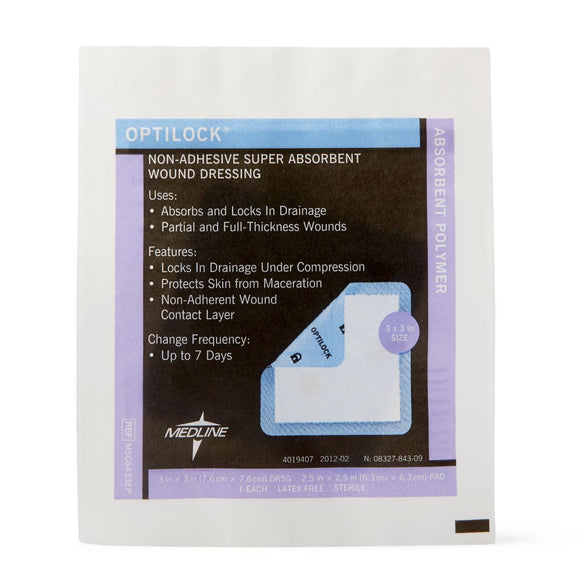 OptiLock Nonadhesive Super Absorbent Wound Dressings, 3