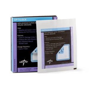 Dressings, Non-adhesive: Optilock Non-adhesive Super Absorbent Wound Dressings, 4" X 4", In Educational Packaging 100/Cs