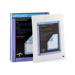 Optilock Non-adhesive Super Absorbent Wound Dressings, 5" X 5.5" 10/Bx