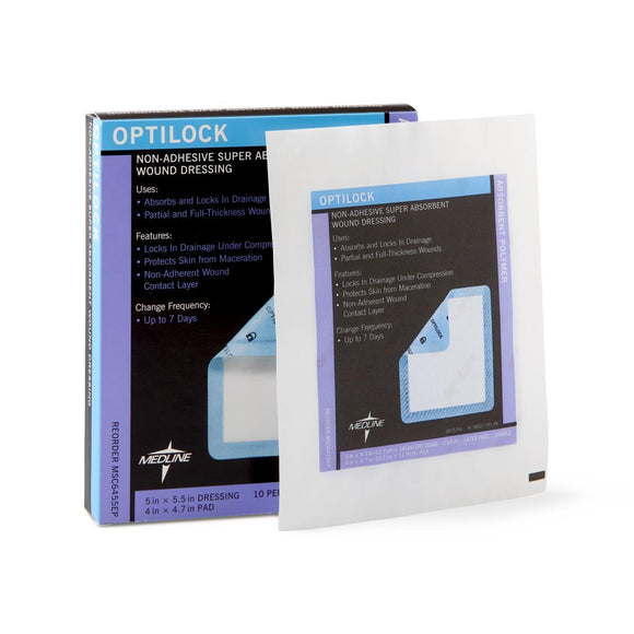 Optilock Non-adhesive Super Absorbent Wound Dressings, 5