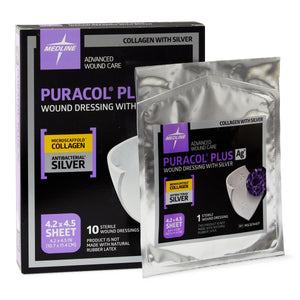Puracol Plus AG+ Collagen Wound Dressing with Silver, 4" x 4.25" Ea.