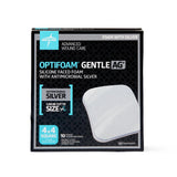 Dressings, Foam: Optifoam Gentle Silicone-Faced Foam Dressing With Antimicrobial Silver, 4" X 4", In Educational Packaging 10/Bx