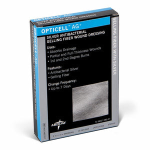 Dressings, Gelling Fiber: Opticell Ag+ Silver Antibacterial Gelling Fiber Wound Dressing, 2" X 2",  10/Bx