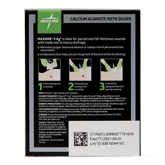 Maxorb II Silver Alginate Wound Dressing, 2