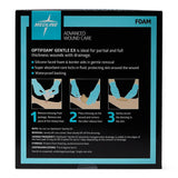 Optifoam Gentle Ex Bordered Foam Wound Dressing, 5" X 5", In Educational Packaging  10/Bx