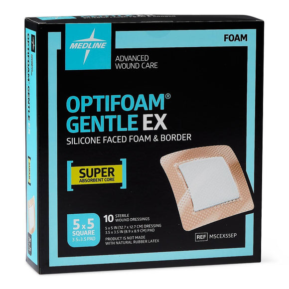 Optifoam Gentle Ex Bordered Foam Wound Dressing, 5