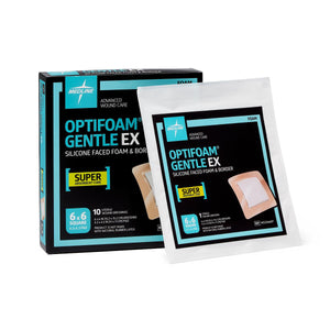 Optifoam Gentle EX Bordered Foam Dressing, 6" x 6", in Educational Packaging  10/Bx