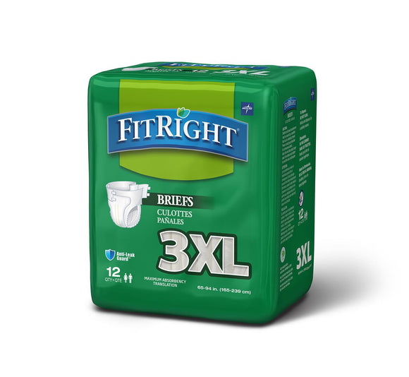 Size 3XL Disposable Cloth-Like Briefs. 48/cs