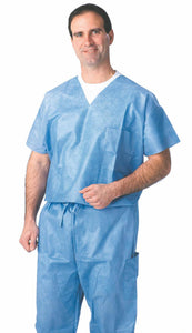 Shirt, Scrub V Neck, Blue, Large, Disposable  30/Cs