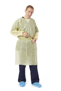 Gowns, Isolation: Lightweight Multi-Ply Fluid-Resistant Isolation Gowns With Neck Ties And Extra-Long Center Tie, Yellow, Size 2Xl  50/Cs