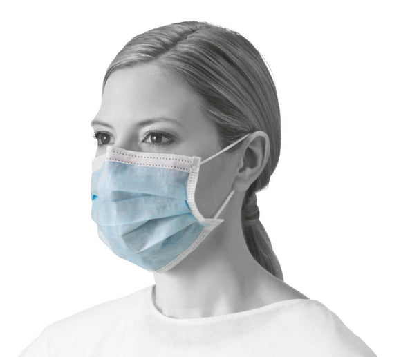 Procedure Face Mask with Ear Loops, Blue, 300/cs