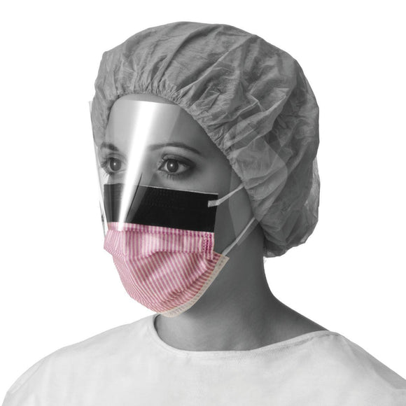 Face Mask, Procedural: Purple Fluid-Resistant Procedural Face Mask With Eye Shield And Ear Loops 25/Bx