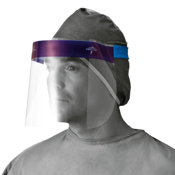 Disposable Face Shield With Foam Top And Elastic Band, Full Length 96/Cs