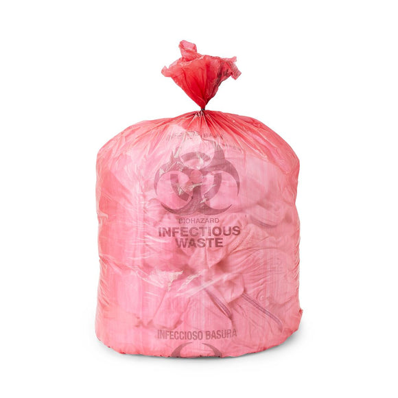 High-Density Biohazard Printed Liner, Red, 14 micron, 33 gal., 30.5