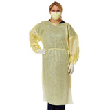 Gowns, Isolation: Medium-Weight Aami Level 2  With Side Ties, Yellow, Size Regular 100/Cs