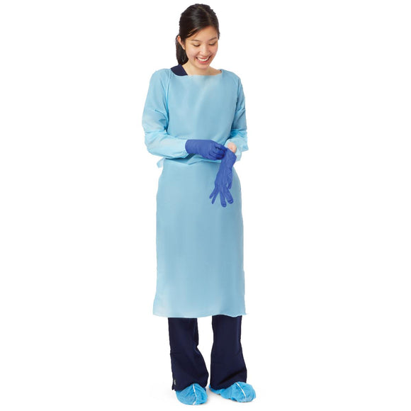 Standard Polyethylene Isolation Gowns With Thumb Loop, Blue, Size Regular  75/Cs