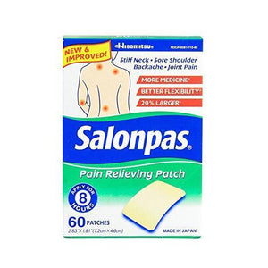 Salonpas Pain Relieving Patch With Camphor, Menthol And Methyl Salicylate, 2.83" X 1.81", 60/Bx