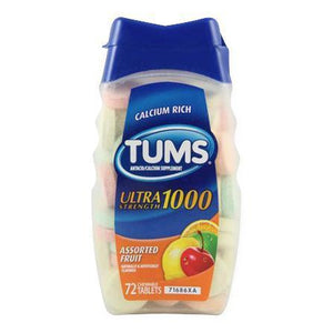 Antacid: Tums Ultra Strength 1000 Antacid Tablets, Assorted Fruit Flavor, 72/Bottle  Ea.