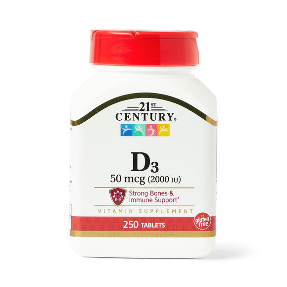 Vitamin D-3 Tablet, 50 mcg, 250/Bottle