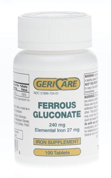 Ferrous Gluconate 240Mg Tab 100/Btl