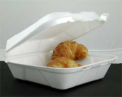 Container, Foam, White 3 Comp Hinged  8-3/7X8-1/7X3" 150/Cs..
