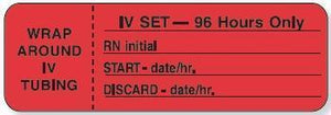 Label Iv Set 96 Hrs 3X1 Red 1 Roll