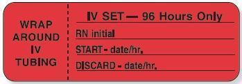 Label Iv Set 96 Hrs 3X1 Red 1 Roll