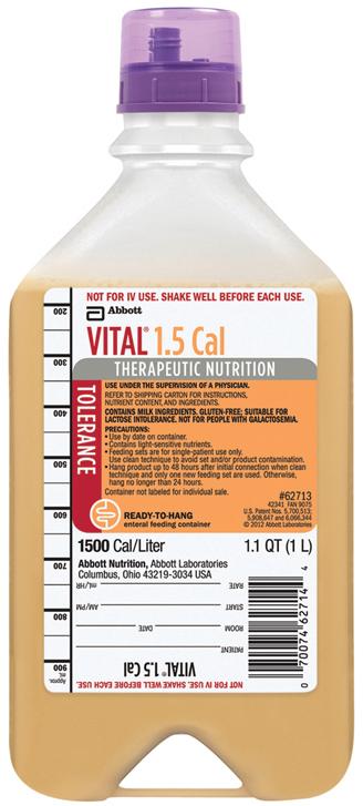 Vital 1.5 Enteral Nutritional Supplement, Ready-To-Hang, Vanilla, 1,000 Ml Bottle  8/Cs