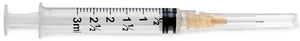 Syringe W/Needle, Hypoderm, Ll, 25Gx5/8", 3Ml  100/Bx